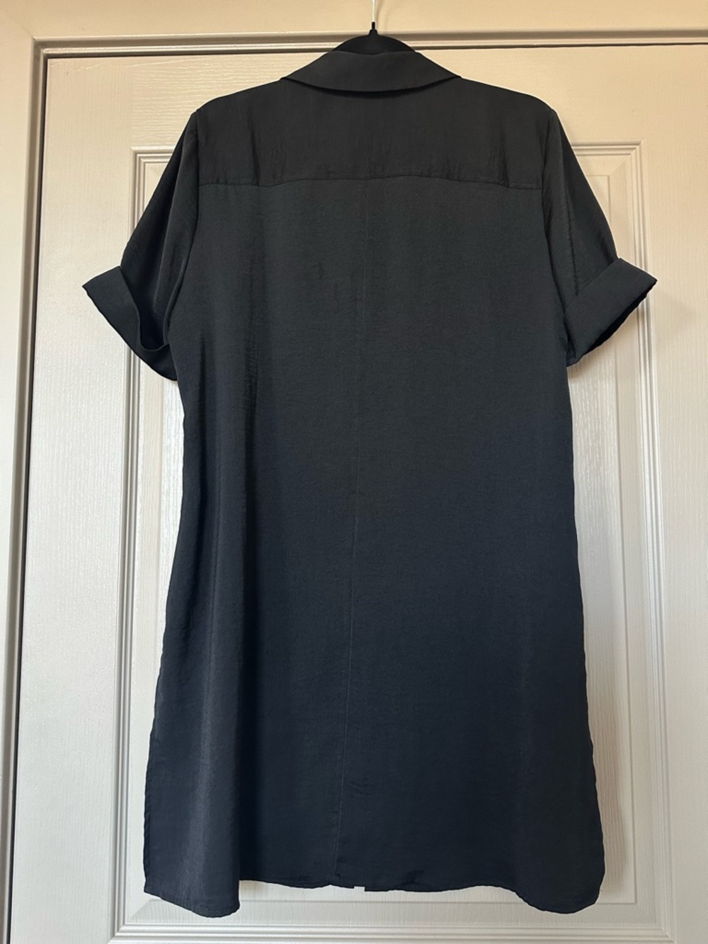 Chico’s Black Button Front Tunic Shirt Size 1 Short Sleeve Lightweight - Picture 6 of 12